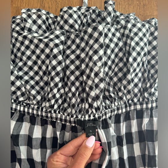 J.Crew Ruffle Halter Dress SZ S Black & White Gingham - Picture 10 of 16